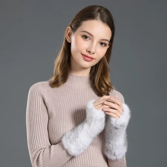 Mink fur half-finger gloves, sleeves, and wrist guards
