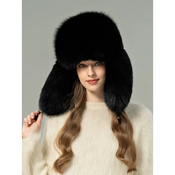 Autumn and winter fox fur ear-covering windproof hat