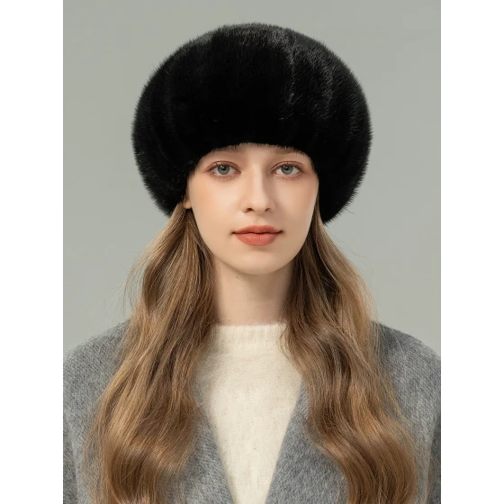 Mink elegant and stylish beret