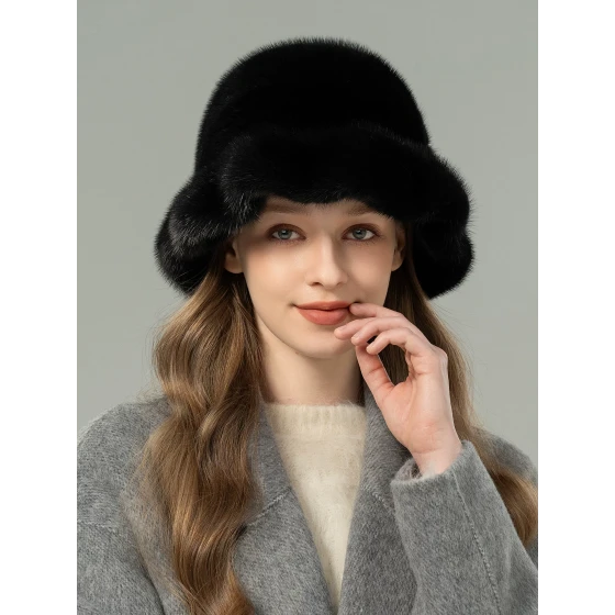 Whole-Skin Mink Fur Bucket Hat