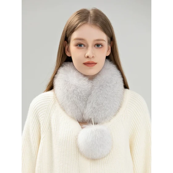 Double-Sided Fox Fur Neck Warmer Scarf & Collar