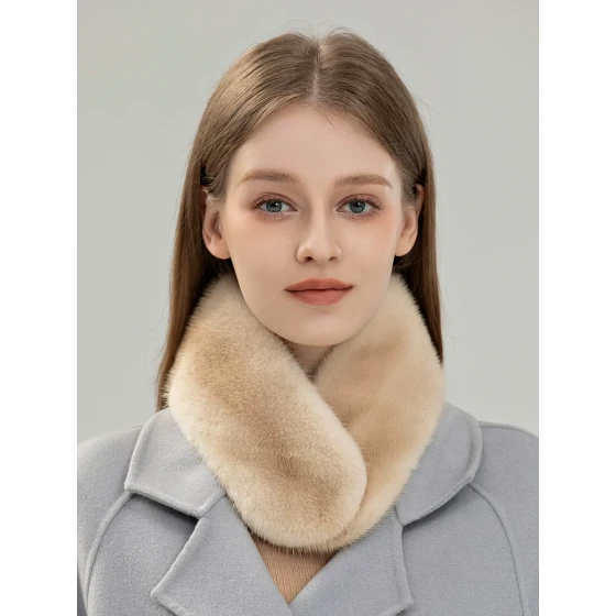 Whole-Skin Mink Fur Double-Sided Scarf, Neck Warmer, and Collar