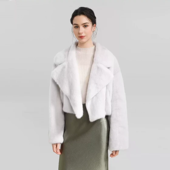 Copenhagen Violet Full-Mink Fur Coat with Lapel Collar — Versatile Style