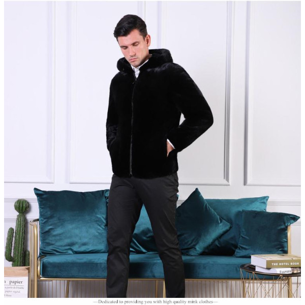 Blackglama Men's Sheared Mink Fur Coat (Genuine Full-Pelt Mink)