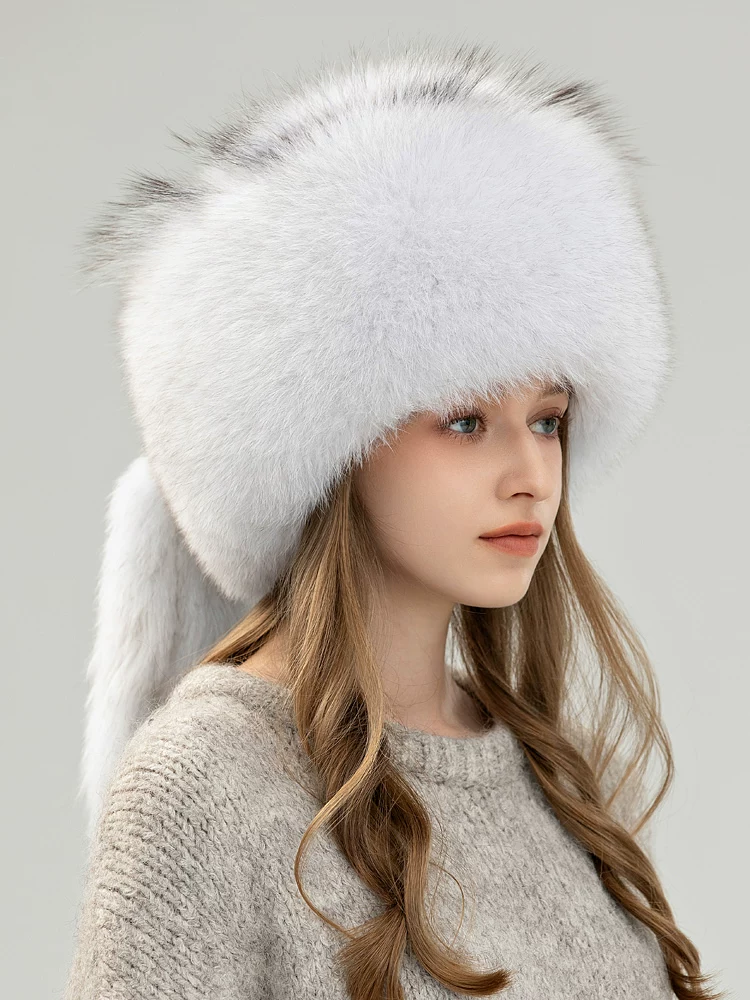 New Women's Winter Fox Fur Hat – Thickened, Warm, and Suitable for Outdoor Skiing