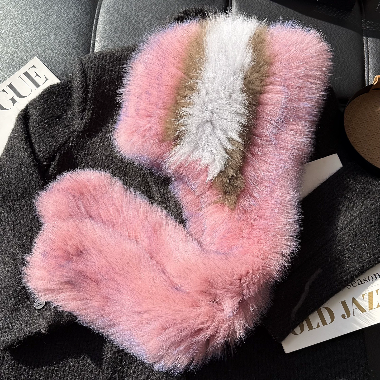 Women’s Real Fox Fur Hooded Scarf – Warm Winter Hat and Scarf Combo