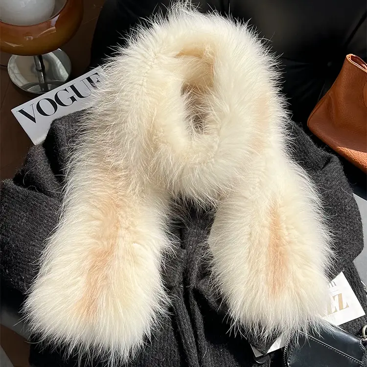 Long Double-Sided Fox Fur Scarf for Women – Thick & Warm Real Fur Neck Wrap, Winter Shawl & Fur Collar