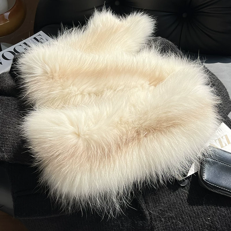 Long Double-Sided Fox Fur Scarf for Women – Thick & Warm Real Fur Neck Wrap, Winter Shawl & Fur Collar