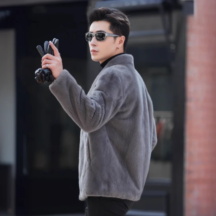 Men's Imported Iron-Grey Mink Coat (Danish Purple-Gold Grade)